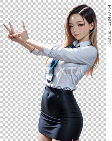 Standing female salesperson 128493764