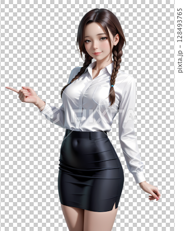 Standing female salesperson 128493765