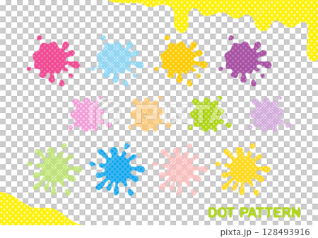 Ink stains Summer colors and polka dots 128493916