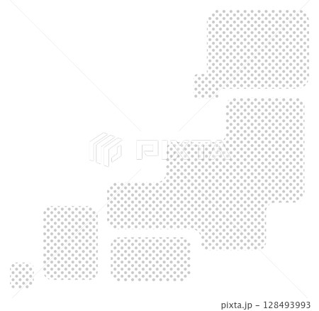 ドット柄の日本地図、グレー 128493993