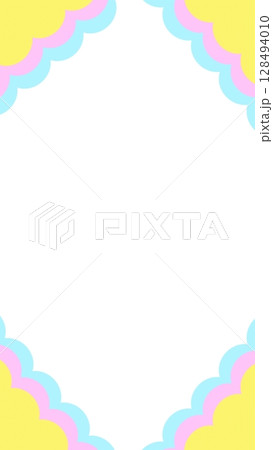 もこもこのキュートなコーナーフレーム背景 128494010