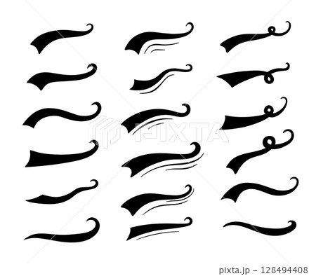 Vector baseball text with tail swash and underline for American sport style. Vintage brush font and line ornament or retro alphabet typography. Set 128494408
