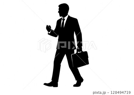 スーツ姿で歩くビジネスマンのシルエット 128494719