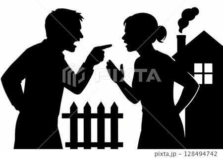 ご近所トラブルのシルエット 128494742