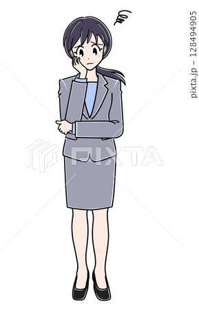 困った表情のスーツのOLさん 128494905