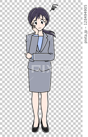 困った表情のスーツのOLさん 128494905