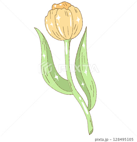 Hand painted watercolor flowers and leaves 128495105