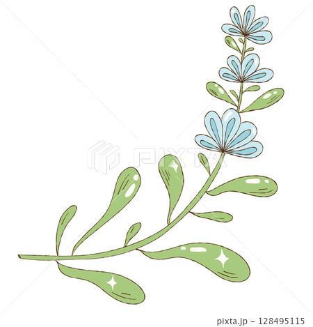 Hand painted watercolor flowers and leaves 128495115