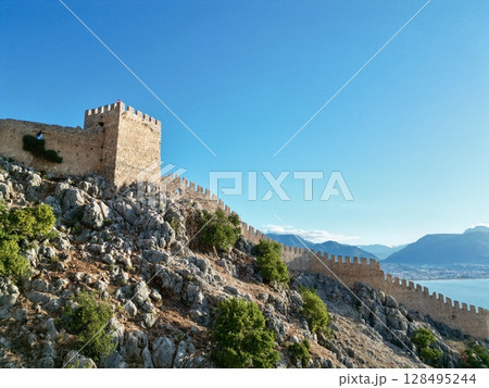 fortress on a rock near the sea coast fortress on a rock near the sea coast 128495244