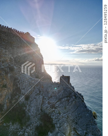 fortress on a rock near the sea coast fortress on a rock near the sea coast 128495259
