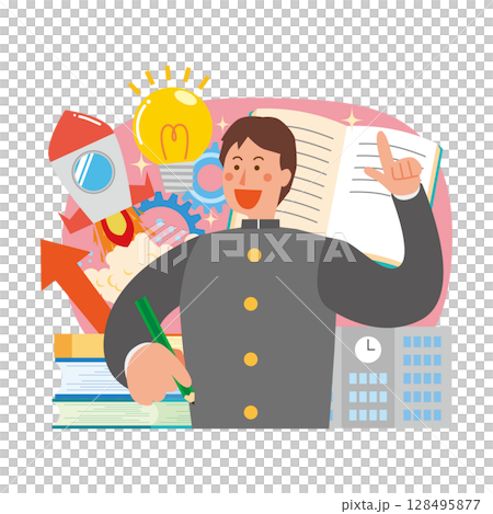 A male student who can understand his studies 128495877