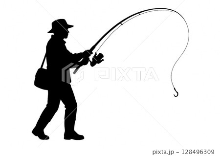 釣りを楽しむシルエットの釣り人 128496309