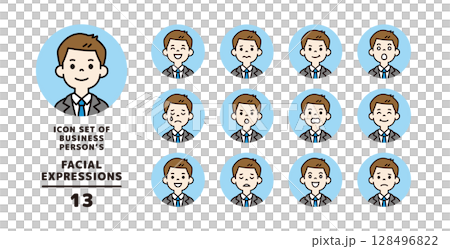 尋找工作的年輕男性的各種面部表情圖示集_Circular_Vector_Color 尋找工作的年輕男性的各種面部表情圖示集_Circular_Vector_Color 128496822