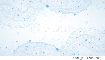 Template for science or technology presentation. Plexus style background with wireframe wave. Template for science or technology presentation. Plexus style background with wireframe wave. 128497090