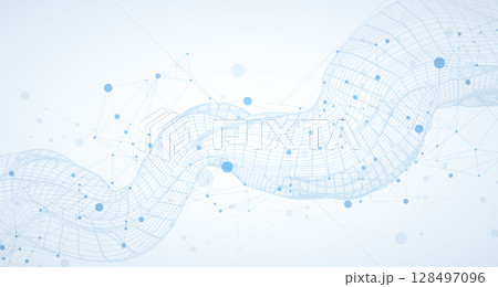 Template for science or technology presentation. Plexus style background with wireframe wave. Template for science or technology presentation. Plexus style background with wireframe wave. 128497096