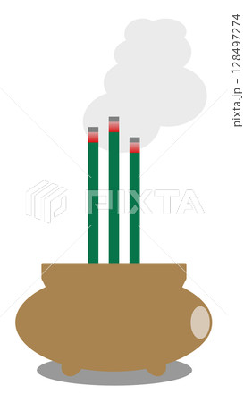 法事などで先祖の供養に線香を焚いて祈りを捧げるイラスト 法事などで先祖の供養に線香を焚いて祈りを捧げるイラスト 128497274