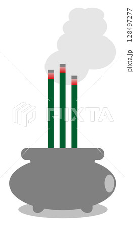 法事などで先祖の供養に線香を焚いて祈りを捧げるイラスト 法事などで先祖の供養に線香を焚いて祈りを捧げるイラスト 128497277