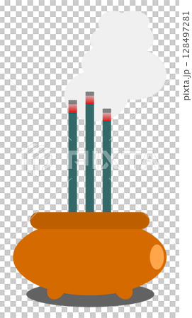 法事などで先祖の供養に線香を焚いて祈りを捧げるイラスト 法事などで先祖の供養に線香を焚いて祈りを捧げるイラスト 128497281