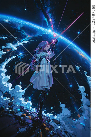 地球と女性 128497369