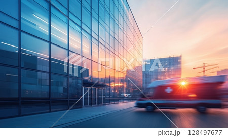 Vibrant paint palette with brushes and drawings amidst cheerful childrens activities 128497677