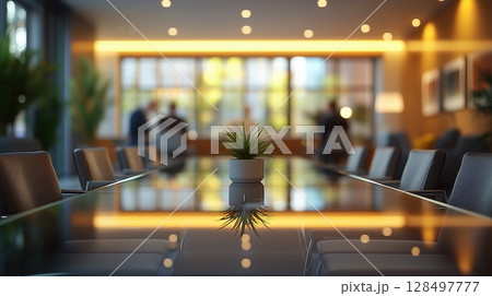 Modern conference room designed for collaboration with business professionals present 128497777