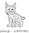 Doodle Vector Illustration of a Lynx in Cartoon Style 128497862