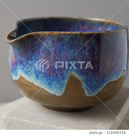 Tea bowl ceramic on gray background. 128498316