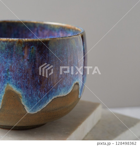 Tea bowl ceramic on gray background. 128498362