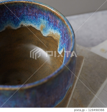 Tea bowl ceramic on gray background. 128498366