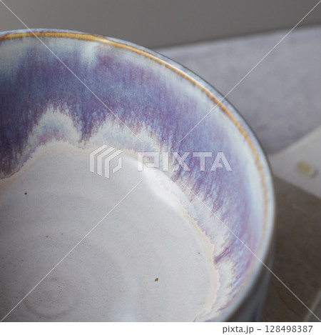 Tea bowl ceramic on gray background. Tea bowl ceramic on gray background. 128498387