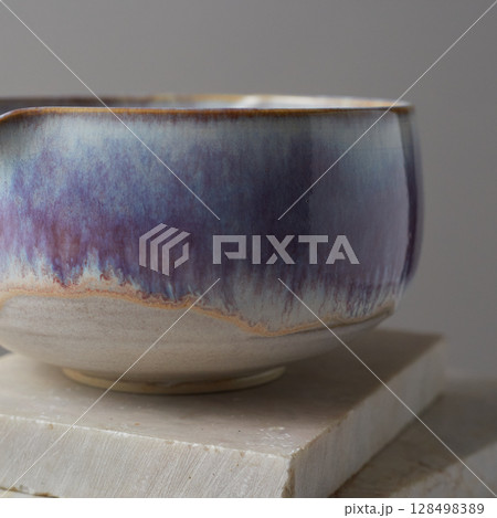 Tea bowl ceramic on gray background. 128498389