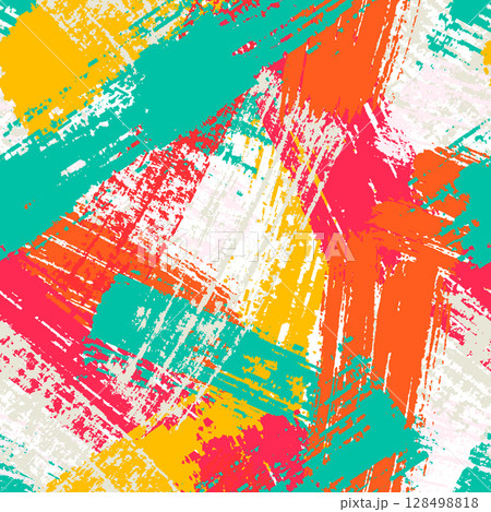 Seamless vector pattern with colorful grunge brush strokes. Perfect for textiles, backgrounds, prints Seamless vector pattern with colorful grunge brush strokes. Perfect for textiles, backgrounds, prints 128498818