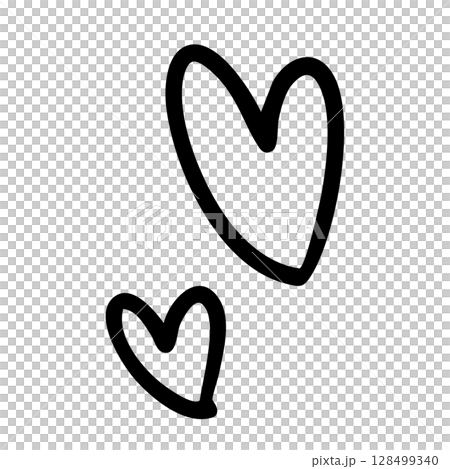 手描きのハートマーク 素材 飾り  128499340