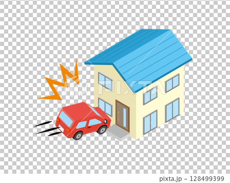 汽車撞上獨立式住宅(交通事故) 汽車撞上獨立式住宅(交通事故) 128499399