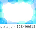 夏の清涼感を演出する水色の抽象フレーム背景（グラデーション・手描き風） 128499613