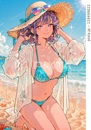 ビーチにいるビキニの女性 128499822
