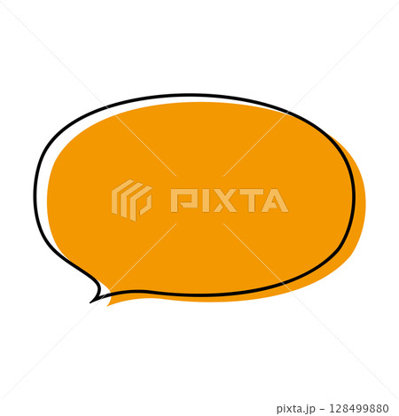 シンプルな吹き出しのイラスト　横長　楕円形 128499880