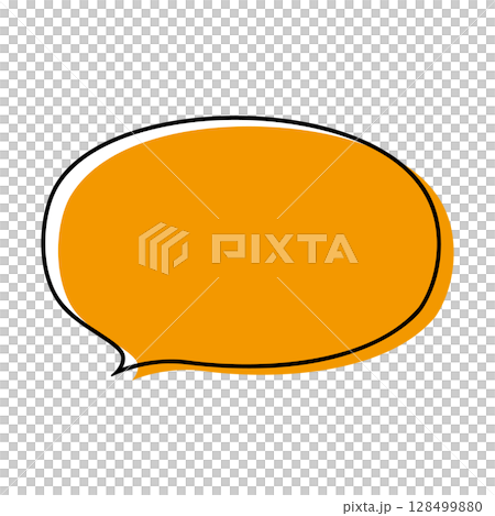 シンプルな吹き出しのイラスト　横長　楕円形 128499880