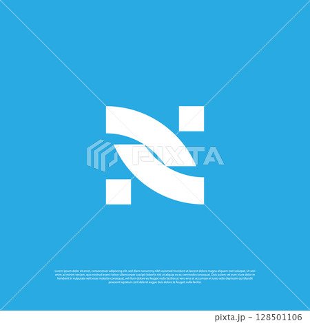 Geometric letter N arrow technology logo vector design template 128501106