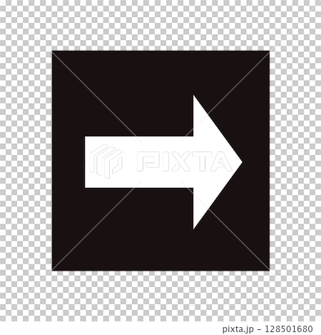 White arrow icon, square, black (arrow part of PNG is white, not transparent) 128501680
