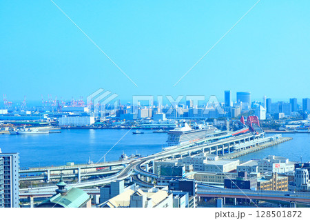 兵庫県神戸市、神戸市役所展望台からの風景 128501872