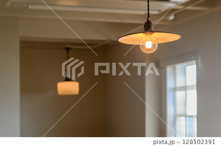 レトロスタイルのライト、ランプシェード レトロスタイルのライト、ランプシェード 128502391