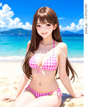 ビキニ水着を着た若い女性 128502485