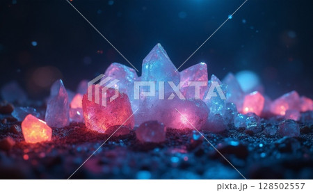 夜に淡く光る魔法の鉱石 128502557