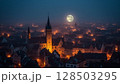 満月に照らされる街 128503295