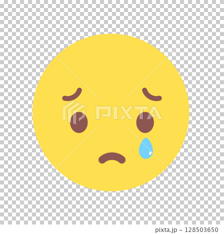 悲傷的臉表情符號哭泣著淚水 - 麻煩、擔憂、麻煩等的圖標/插圖。 128503650