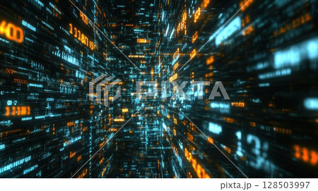 Digital Data Stream Futuristic Technology Background 128503997