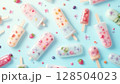 ポップで可愛いパステルカラーのアイスキャンディー 128504023