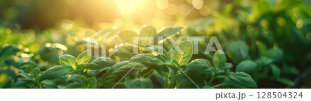 Vibrant close-up image of hydroponically cultivated vegetables in a smart organic farm, emphasizing the meticulous attention and care provided by farmers for sustainable agriculture Vibrant close-up image of hydroponically cultivated vegetables in a smart organic farm, emphasizing the meticulous attention and care provided by farmers for sustainable agriculture 128504324