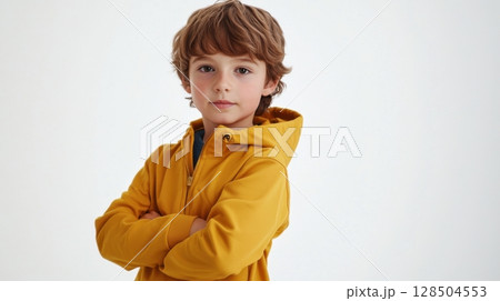 Cute Boy in Yellow Hoodie 128504553